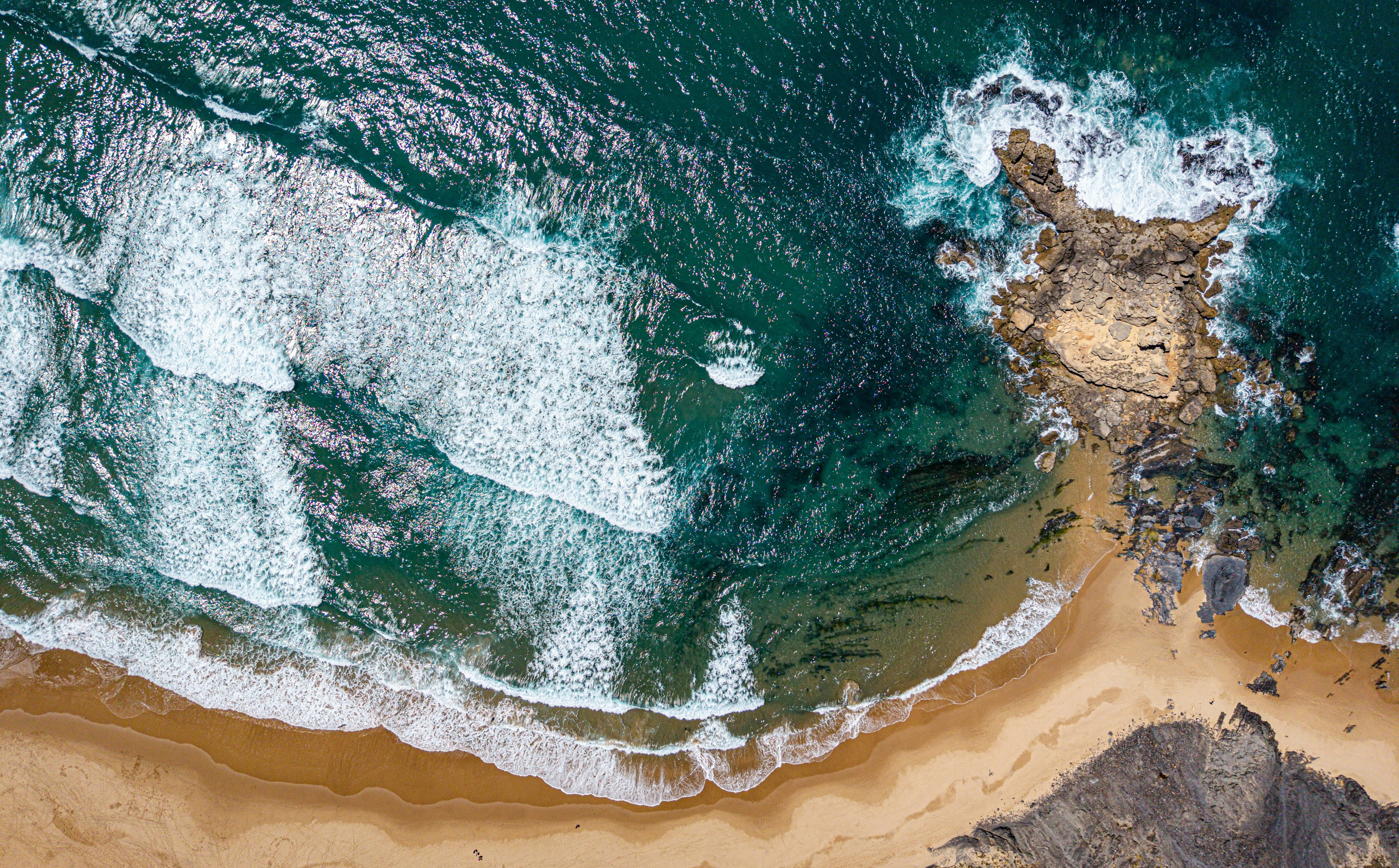 Aerial view of a coastline from directly above.
